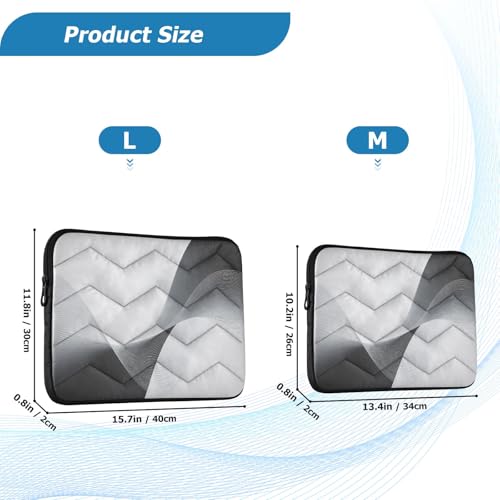 Black-White Wave Art 15-16 Inch Quilted Laptop Sleeve Case Soft Notebook Protector Bag Computer Carrying Case - color: Black-White Wave Art, size: Large