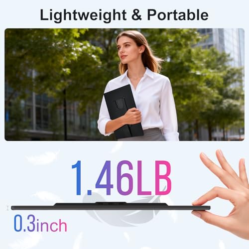 Portable Monitor 16" 1200P FHD Laptop Screen Extender, Horizontal Vertical Monitors with Detachable Kickstand, Built-in Speakers, Plug & Play Computer Gaming Travel Monitor for Wins Mac Chrome Phone - style: 16" Monitor-N3