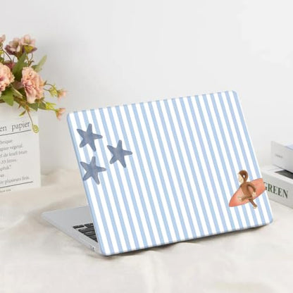 G JGOO Compatible with MacBook Air 13 inch Case 2026 2025-2022 M5 A3449 M4 A3240 M3 A3113 M2 A2681, Plastic Hard Shell for MacBook Air 13.6 inch Case + Keyboard Cover + Screen Protector, Blue Stripe - color: Blue Stripe