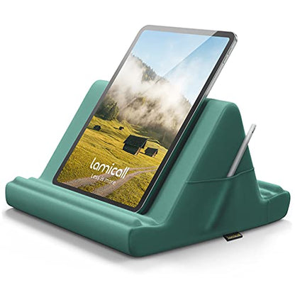 Lamicall Tablet Pillow Holder Stand - Tablet Pillow Soft Pad for Lap | Tablet Holder for Bed and Desk with Pocket & 4 Viewing Angles, for iPad Pro Air, Mini, Kindle, iPhone, 4-13" Devices, Green - color: Green
