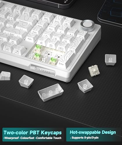 SOLAKAKA KI99 Pro 96% Wireless Mechanical Keyboard, RGB Gaming Keyboard, Hot-Swappable Pre-Lubed Switches, Gasket Structure Creamy Keyboards (Contour-Style White, Non-Silent Version) - color: Contour-Style White, size: Non-Silent Version