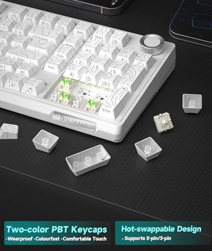 SOLAKAKA KI99 Pro 96% Wireless Mechanical Keyboard, RGB Gaming Keyboard, Hot-Swappable Pre-Lubed Switches, Gasket Structure Creamy Keyboards (Contour-Style White, Non-Silent Version) - color: Contour-Style White, size: Non-Silent Version