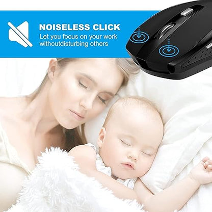 Guiheng 2 Pack Wireless Mouse, 2.4Ghz Wireless Mouse Computer Mouse1200,6 Buttons with Nano Receiver for Laptop,PC,Chromebook,Computer,Notebook,Office (Black) - color: 2 pack black