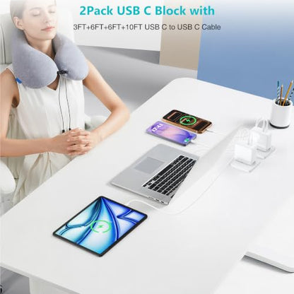 USB C MacBook Charger for MacBook Pro/MacBook Air 16 15 14 13 Inch 2025 2024 2023 2022 2021 2020 2019 M5 M4 M3 M2 M1,2Pack 75W USBC Laptop Power Adapter with 3+6+6+10ft USBC Cable for iPhone 17/16/15