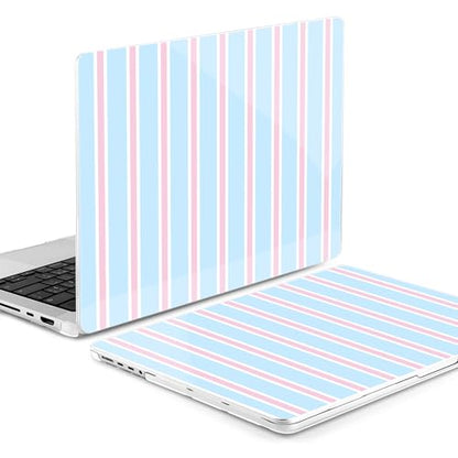 MEEgoodo Compatible with MacBook Pro 14 inch Case (M5/M4/M3/M2/M1) Pro/Max 2026 2025 2024 2023 2021, Case Fit Model A3427/A3426/A3434/A3112/A3401/A3185/A2918/A2992/A2779/A2442, Pink and Blue Stripes - color: Pink And Blue Stripes
