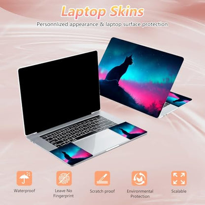 Laptop Skin Sticker Decal 12" 13" 13.3" 14" 15" 15.6",Waterproof Scratch Resistant Vinyl,Reusable Easy to Apply,for MacBook HP Dell Notebooks Netbooks Laptop,2 Wrist Pads,Cute Cat Galaxy - color: Cute Cat Galaxy