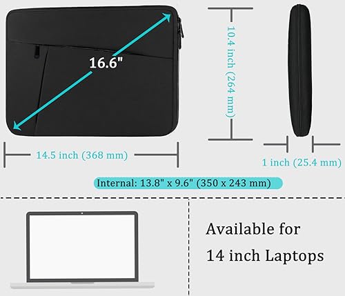 Laptop Sleeve case 14 inch, Protective Soft Padded Computer Carrying Bag | Laptop Sleeve with Front Pocket, Durable Briefcase Handbags Computer Bag for 15.6 inch HP, Dell, Acer, Asus, Notebook - color: Black, size: 14 inch