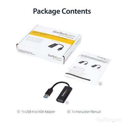 StarTech USB 3.0 to VGA Adapter, Slim, Windows Only, TAA (USB32VGAES) | USB to VGA monitor converter, External video card, Single display, Connect up to five adapters, Windows only, Extra monitor
