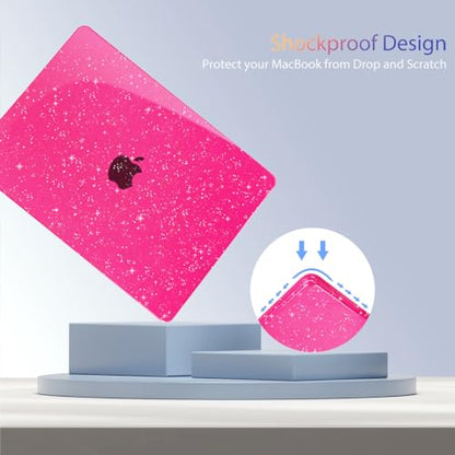 Teryeefi Glitter Case for MacBook Air 13 Inch M5 M4 M3 M2 Chip Release 2022-2024 2025 2026 fits Model A2681/A3113/A3240/A3449, Hard Shell Case & Keyboard Cover for MacBook Air 13.6, Sparkly Rose Pink - color: Sparkly Rose Pink