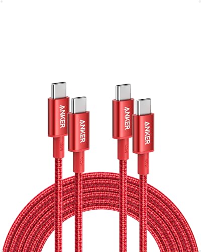 Anker USB C to USB C Cable (10FT, 2Pack), Type-C 100W Charger Cord Fast Charging for iPhone 16 Series,MacBook Pro 2020,Pixel and More(Red) | For iPhone 17 Series, MacBook Pro 2020, Pixel, and More (Not for Video Output) - color: Red, size: 10ft