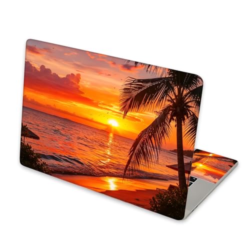 Universal Laptop Skin Sticker for 12/13/14/15.6 Inch Laptops, Reusable Vinyl Laptop Decal Cover, Waterproof Scratch Resistant Notebook Skin with 2 Wrist Pads,Seaside Sunset - color: Seaside Sunset