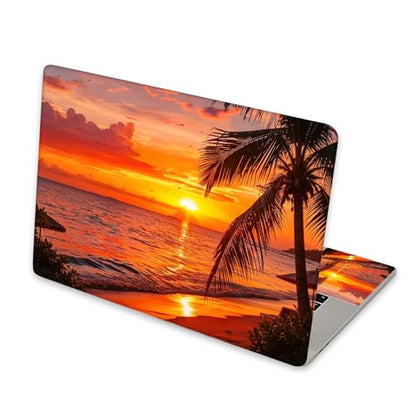 Universal Laptop Skin Sticker for 12/13/14/15.6 Inch Laptops, Reusable Vinyl Laptop Decal Cover, Waterproof Scratch Resistant Notebook Skin with 2 Wrist Pads,Seaside Sunset - color: Seaside Sunset