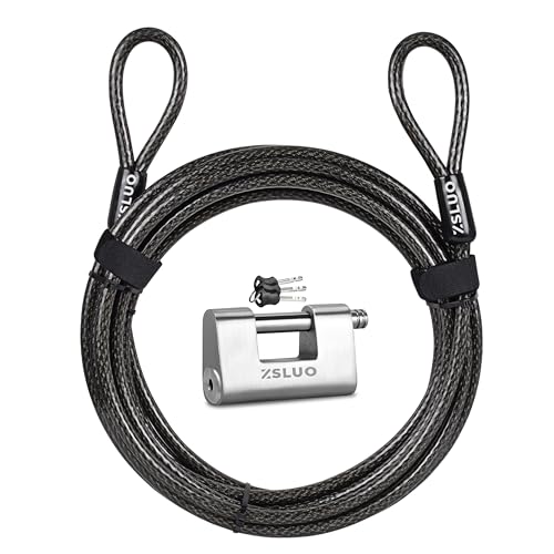 Heavy Duty Padlock & Steel Cable Combo - 10mm Anti-Cut Security Bundle with 304 Stainless Steel Lock, 20ft Braided Cable for Gates, Sheds, Motorcycles - Pack of 1 Set