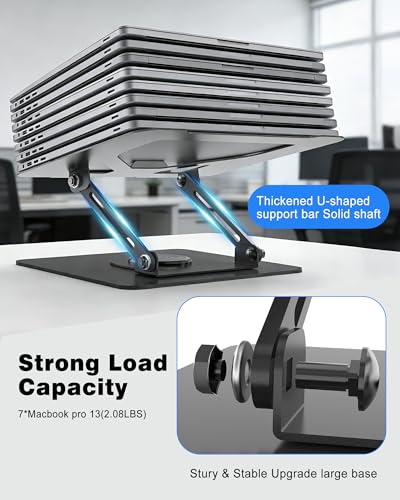 360° Rotating Laptop Stand for Desk,Adjustable Notebook Riser | Ergonomic, Height Adjustable,Hollow out Heat Dissipation Stable Structure for 10-16 Inch Laptop Macbook Notebook
