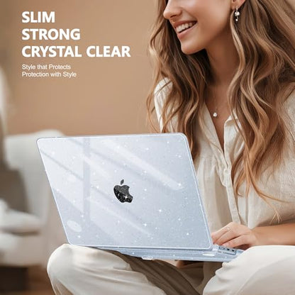 May Chen Case for MacBook Air 13/13.6-inch (M5/M4/M3/M2, 2022-2026 Models A3449 A3240 A3113 A2681), Lightweight | Closes Seamlessly | Ideal for Work Hard Shell Case, Blue Glitter - color: Blue Glitter