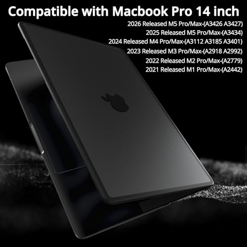 B BELK Compatible with MacBook Pro 14 inch Case M5 2026-2021 M4 M3 M2 M1 A3426 A3427 A3434 A3112 A3185 A3401 A2918 A2992 A2779 A2442, [Anti-Cracking] [Soft TPU Bumper] Hard Shell Case, Frosted Black - color: Frosted Black