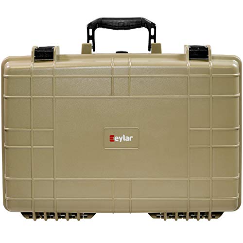 Eylar Medium 20" Protective Hard Case for Laptops, Cameras, Tools, and Equipment with IP67 Waterproof, Shock Resistant, and Customizable Foam Inserts (Tan) - color: Tan FDE