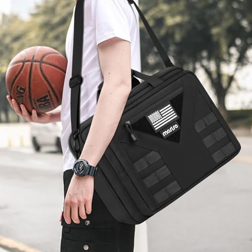 MOSISO 15.6 inch Tactical Laptop Bag for Men, 15-16 inch Messenger Bag | Tactical Messenger Bag Briefcase Shoulder Bags with Multi-Pockets, Black - color: Black