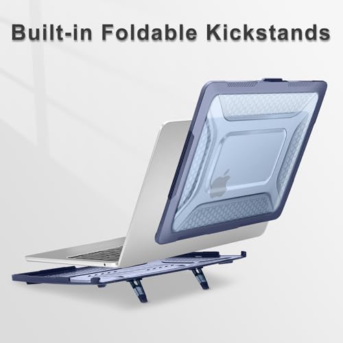 MOSISO Compatible with MacBook Air 13 inch Case M5 M4 M3 M2, Navy Blue | 2 in 1 Kit Honeycomb Shock Resistant Hard Case with Foldable Kickstand for MacBook Air 13.6 2026-2022 A3449 A3240 A3113 A2681 - color: Navy Blue
