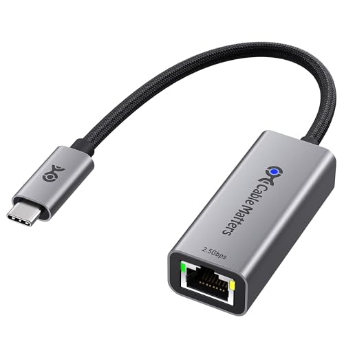 Cable Matters USB C to 2.5Gb Ethernet Adapter, 2.5 Gigabit Network Speed | 2.5 Gigabit Ethernet to USB C, Compatible with USB4, Thunderbolt 4/5, MacBook, Laptops, and USB-C Devices