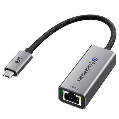 Cable Matters USB C to 2.5Gb Ethernet Adapter, 2.5 Gigabit Network Speed | 2.5 Gigabit Ethernet to USB C, Compatible with USB4, Thunderbolt 4/5, MacBook, Laptops, and USB-C Devices