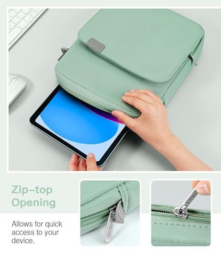 MoKo 9-11 Inch Tablet Sleeve Bag Handle Carrying Case with Shoulder Strap | Fits iPad Pro/Air/A16 11-inch, iPad 10th 10.9, iPad 9/8/7th 10.2, iPadAir 5/4th 10.9 and Tab S8/S9 11-inch, Cyan - color: Dark Green, size: 9-11 inch