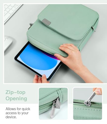 MoKo 9-11 Inch Tablet Sleeve Bag Handle Carrying Case with Shoulder Strap | Fits iPad Pro/Air/A16 11-inch, iPad 10th 10.9, iPad 9/8/7th 10.2, iPadAir 5/4th 10.9 and Tab S8/S9 11-inch, Cyan - color: Dark Green, size: 9-11 inch