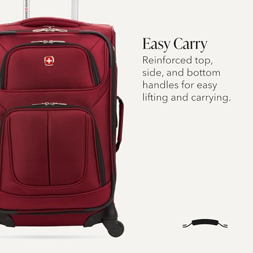 SWISSGEAR Sion Carry-On Spinner Luggage, Softside Expandable, Lightweight Suitcase, Burgundy, 22.75-Inch - color: Burgundy, size: Carry-On