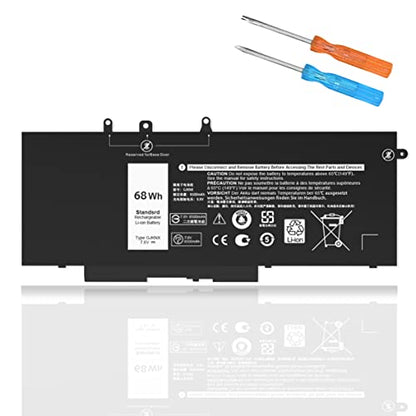 68WH GJKNX Battery Replacement for Dell Latitude 5480 5580 5490 5590 5280 5288 5488 5591 5491 5495 E5480 E5580 E5490 E5590 Precision 15 3520 3530 Series GD1JP DY9NT 5YHR4 451-BBZG 7.6V - size: 9.37*3.05*0.27inch GJKNX