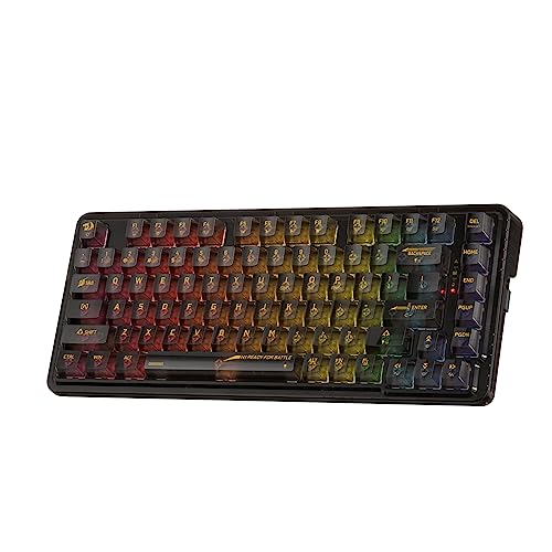 Redragon K649 PRO 78% Wireless Gasket RGB Gaming Keyboard, 3-Modes 82 Keys Full-Transparent Mechanical Keyboard w/Hot-Swap Socket, Noise Dampening Layer x 5, Translucent Custom Switch