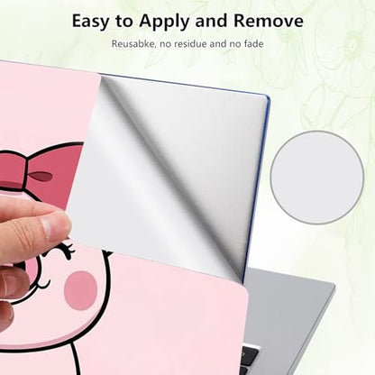 Laptop Skin Sticker Decal, Universal Reusable Vinyl Laptop Cover for 12" 13" 13.3" 14" 15" 15.4" 15.6" Notebook PC, Waterproof Scratch-Resistant with 2 Wrist Pads, Easy to Apply & Remove,Cute Pink Pig - color: Cute Pink Pig