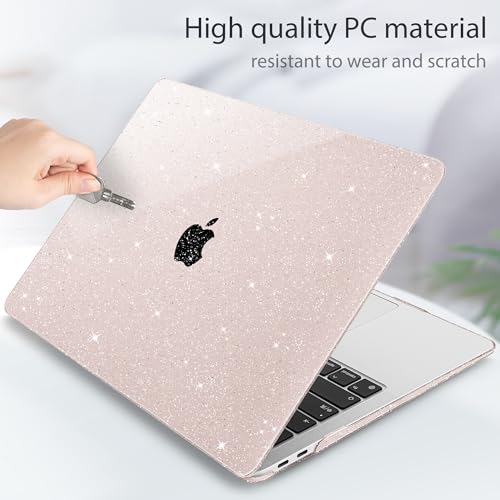 May Chen Compatible with MacBook Air 13 inch Case 2021 2020 2019 2018 Release Models: M1 A2337 A2179 A1932, Plastic Hard Shell Case for Mac Air 13 inch with Retina Fits Touch ID, Sakura Pink Glitter - color: Sakura Pink Glitter