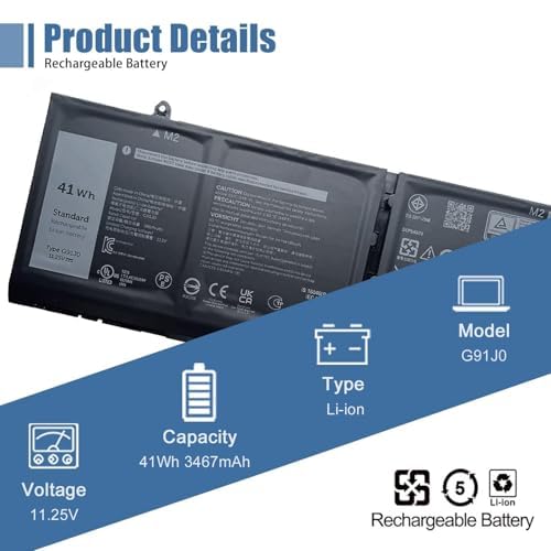 V6W33 Laptop Battery for Dell Latitude 3520 Inspiron 5310 Series - size: 11.18*3.48*0.23 inch V6W33