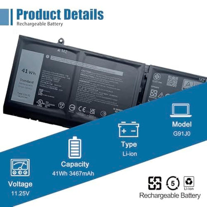 V6W33 Laptop Battery for Dell Latitude 3520 Inspiron 5310 Series - size: 11.18*3.48*0.23 inch V6W33