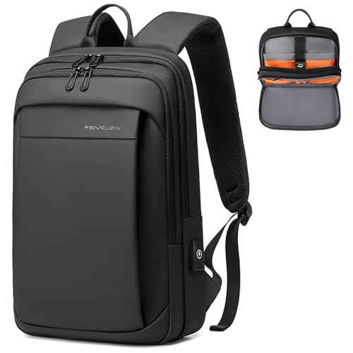 FENRUIEN Slim Laptop Backpack for Men, Water Resistant Light Weight Backpack with USB Charging Port, Black Laptop Bag 15.6 Inch - size: 15.6 Inch, style: Commuter Backpack