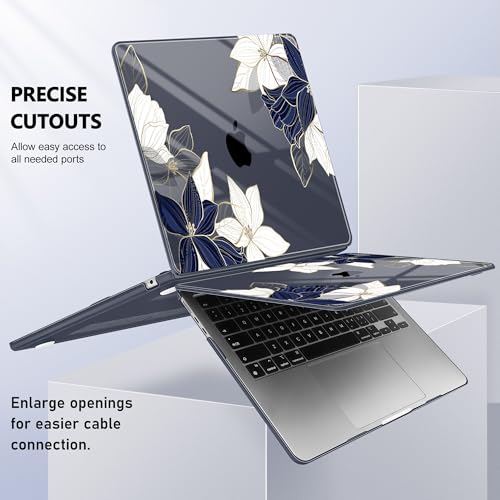 May Chen for MacBook Air 15 inch Case M5 M4 M3 M2 2026 2024-2023, Model A3448 A3241 A3114 A2941, Closes Seamlessly Hard Shell Laptop Cover with Keyboard Cover, Elegant Flower - color: Elegant flower