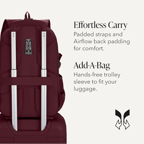 SwissGear 1900 Mini ScanSmart 16-Inch Backpack, Fits Up to 13-Inch Laptop, RFID Protection & ScanSmart TSA-Friendly Compartment, Merlot - color: Merlot