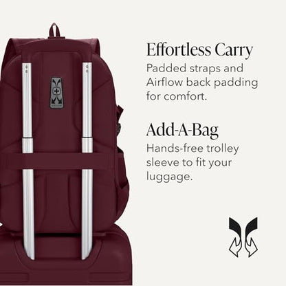 SwissGear 1900 Mini ScanSmart 16-Inch Backpack, Fits Up to 13-Inch Laptop, RFID Protection & ScanSmart TSA-Friendly Compartment, Merlot - color: Merlot