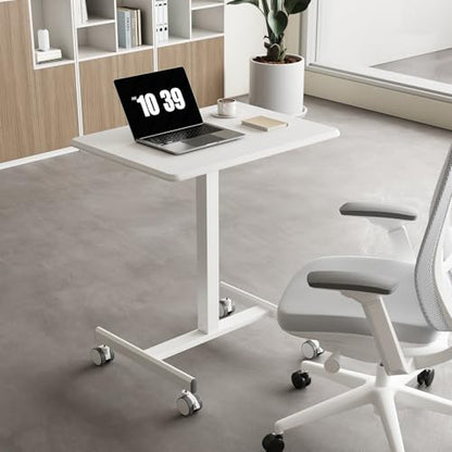 OLIXIS Mobile Rolling Desk with Wheels,Adjustable Laptop Desk, White | Adjustable Rolling Design Creates a Flexible Workspace for Home Office - color: White