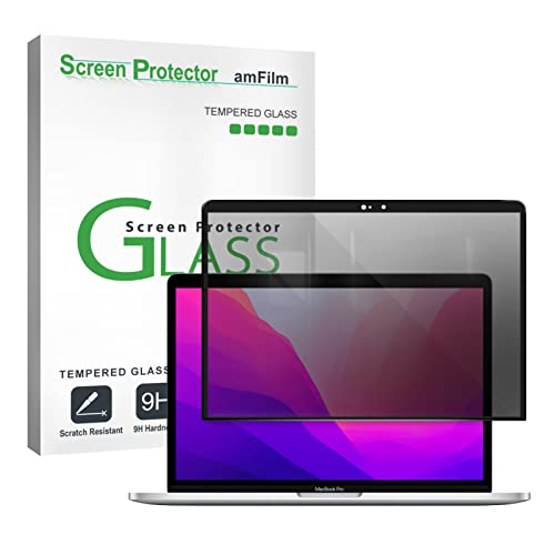 amFilm Designed for MacBook Pro 13 Inch(2016-2022, M1/M2) /MacBook Air 13 Inch(2018-2021, M1) Privacy Glass Screen Protector [Zero Bubbles][9H Hardness][ Anti-Scratch][ Anti-fingerprint] | Scratch Protection, Easy to Instllation & Bubble Free, HD Clear, U