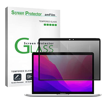 amFilm Designed for MacBook Pro 13 Inch(2016-2022, M1/M2) /MacBook Air 13 Inch(2018-2021, M1) Privacy Glass Screen Protector [Zero Bubbles][9H Hardness][ Anti-Scratch][ Anti-fingerprint] | Scratch Protection, Easy to Instllation & Bubble Free, HD Clear, U