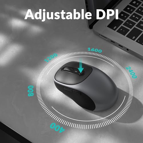 Keychron BM24 Portable Wireless Mouse, 2400 DPI Quiet Clicks, 2.4 GHz/Bluetooth 5.2/Wired with Programmable Buttons, Long Battery Life for Laptop PC/Mac/Windows - Metal Gray - color: Metal Gray