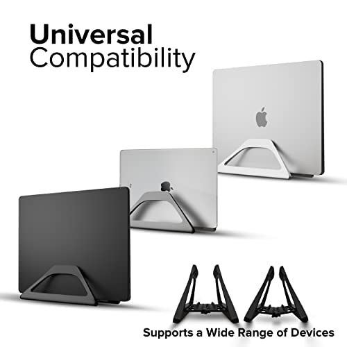 Aluminum Vertical Laptop Stand with Gravity Auto-Lock – Adjustable Laptop Holder Vertical fits MacBook Pro/Air, Chromebook & Gaming Laptops up to 17.3" – Space-Saving Desktop Dock - Black - color: Black