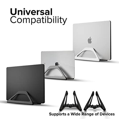 Aluminum Vertical Laptop Stand with Gravity Auto-Lock – Adjustable Laptop Holder Vertical fits MacBook Pro/Air, Chromebook & Gaming Laptops up to 17.3" – Space-Saving Desktop Dock - Black - color: Black