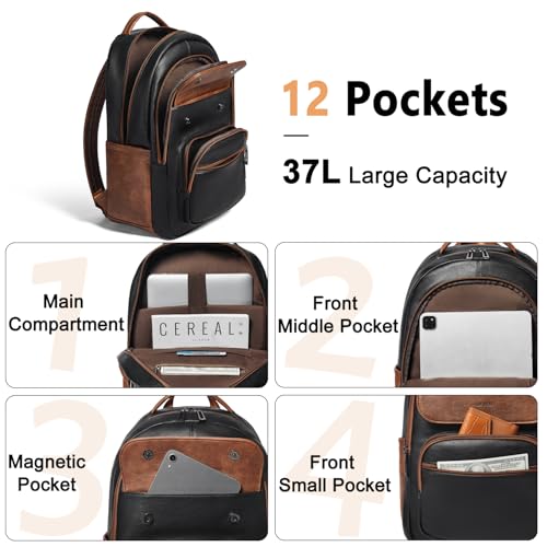 Leresas Backpack Purse for Women Mens for Work Travel Back Pack Vegan Leather Business Teacher Book Bag Fashion Computer Daypack Back Pack Brown Black - color: Brown/Black