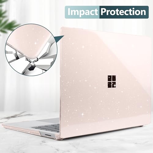 Batianda Glitter Case for Surface Laptop 13.8 Inch 2024-2026, Starlight | Fits Surface Laptop 7th/8th for Business, Subtle Glitter Mist Finish, 1.2mm Lightweight Ultra-Slim Hard Shell 4-in-1 Bundle - color: Starlight