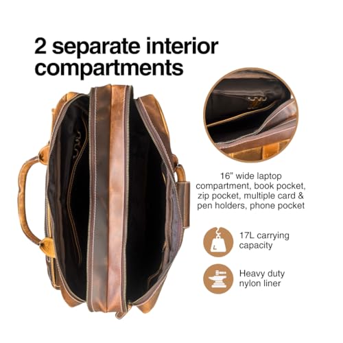 Buffalo Leather Pilot Bag - color: Antique Brown
