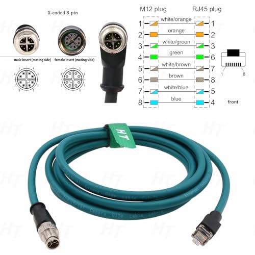 Ethernet Cable 8 Pin X-Coded M12 RJ45 for Keyence IV3 Baumer Datalogic Basler Cognex is 2000 9000 8000 DM 260 Vision Camera Sensor Reader 15M - size: 15 meter