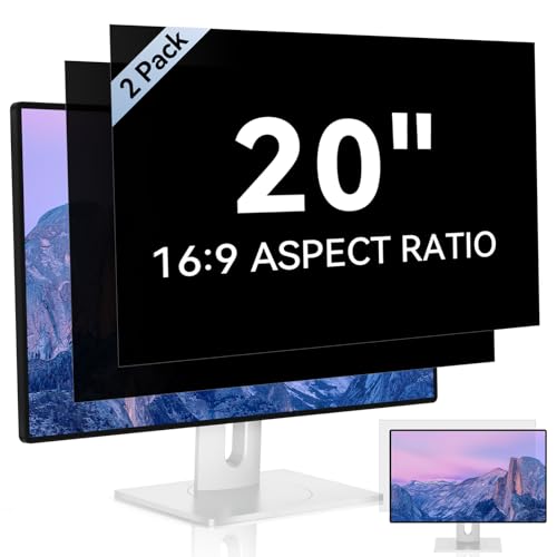 [2 Pack] 20 Inch Computer Privacy Screen for 16:9 Aspect Ratio Widescreen Monitor, Eye Protection Anti Glare Blue Light Computer Monitor Privacy Filter, Removable Anti-Scratch 20in Protector Film - size: 20" (16:9)