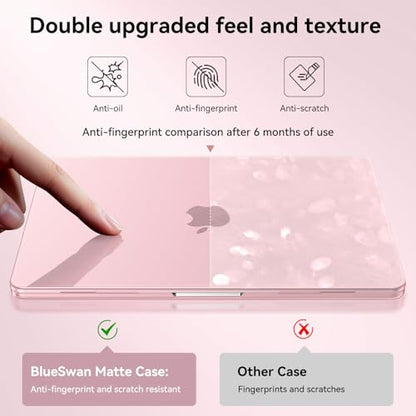 BlueSwan for MacBook Air 13 inch Case, M5 M4 M3 M2 2026-2022 Laptop Cover | 100% Match Official Color, Matte Grippy Texture, Scratch Resistant, Easy to Snap on, Air 13.6 Protective Hard Shell - color: Matte Pink